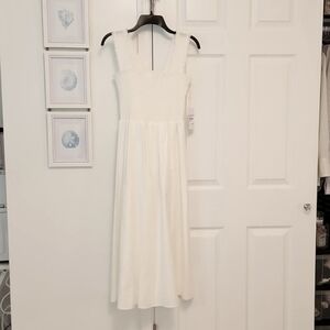 Reformation - Villa Smocked Stretch Cotton Sundress, Size M, White, NWT